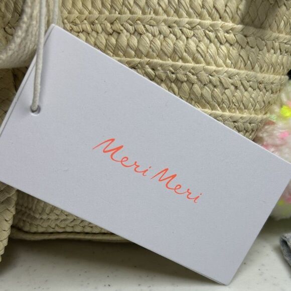 2) MeriMeri Straw Bunny Purse Cotton Lining Draw Sting Closure12"L x 6.5"H x 5"W - Picture 8 of 10